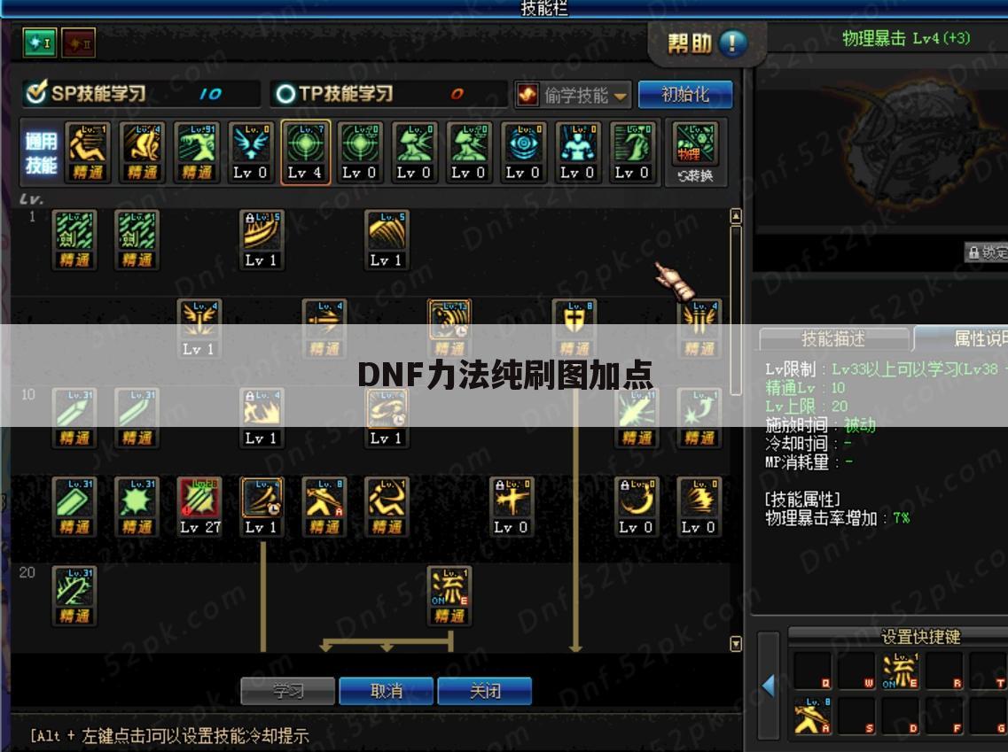 DNF力法纯刷图加点