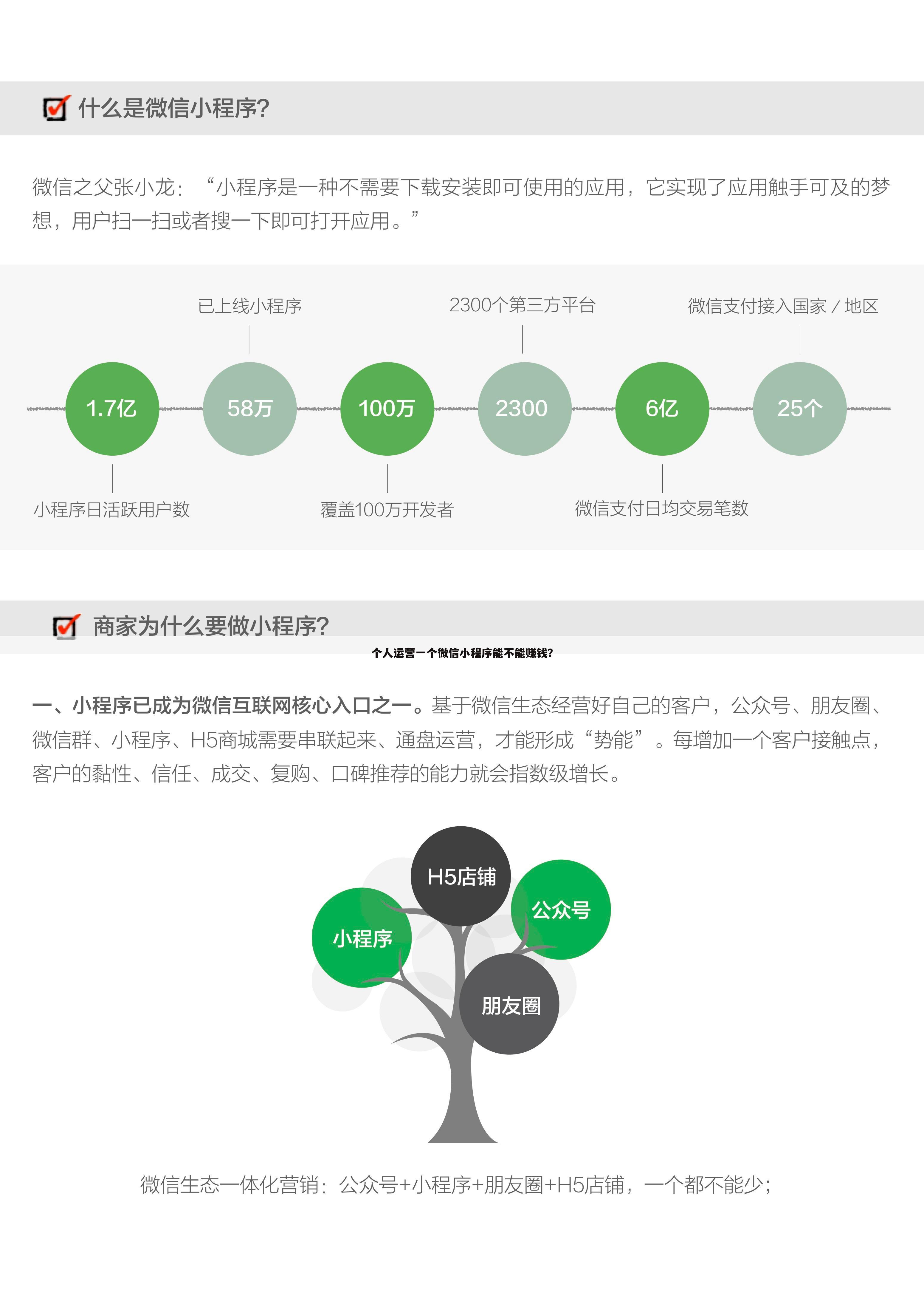 个人运营一个微信小程序能不能赚钱？