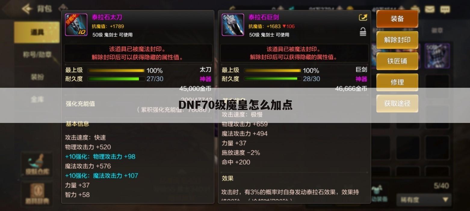 DNF70级魔皇怎么加点