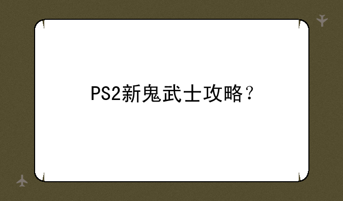 PS2新鬼武士攻略？