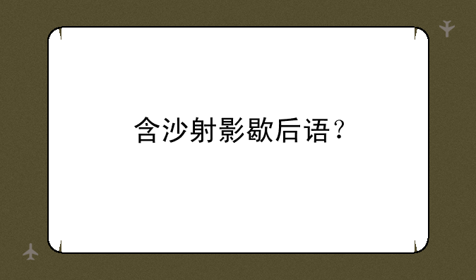 含沙射影歇后语？