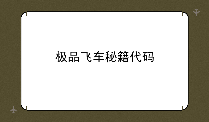 极品飞车秘籍代码