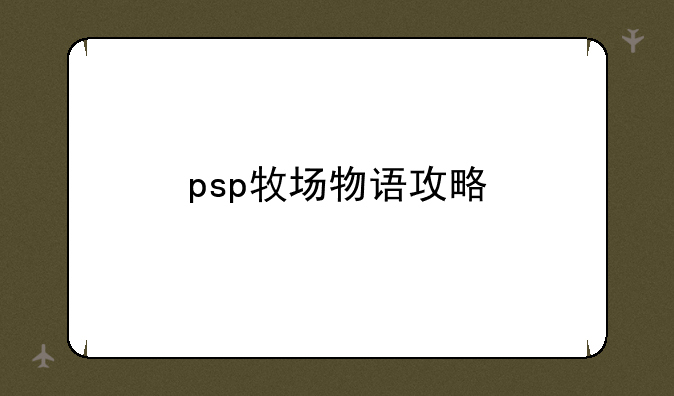 psp牧场物语攻略