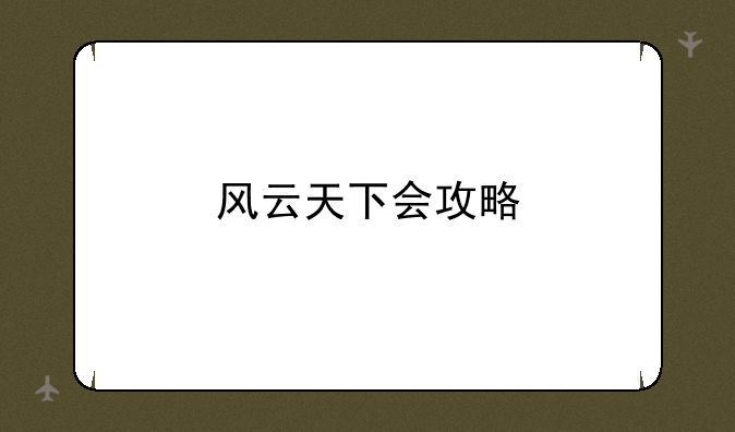 风云天下会攻略