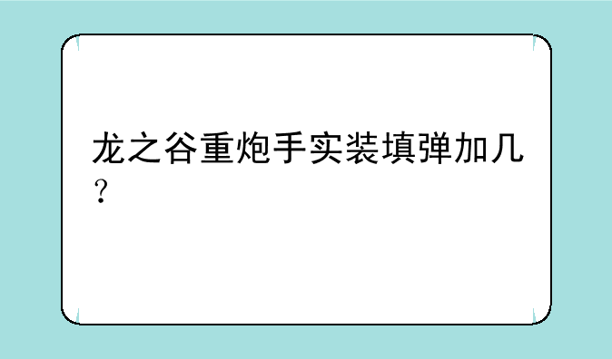 龙之谷重炮手实装填弹加几？