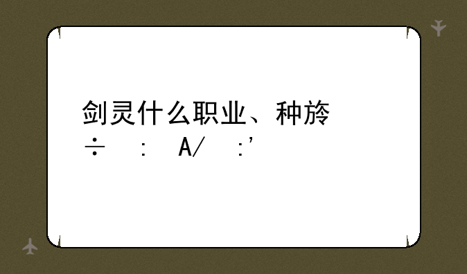 剑灵什么职业、种族好玩PK厉害