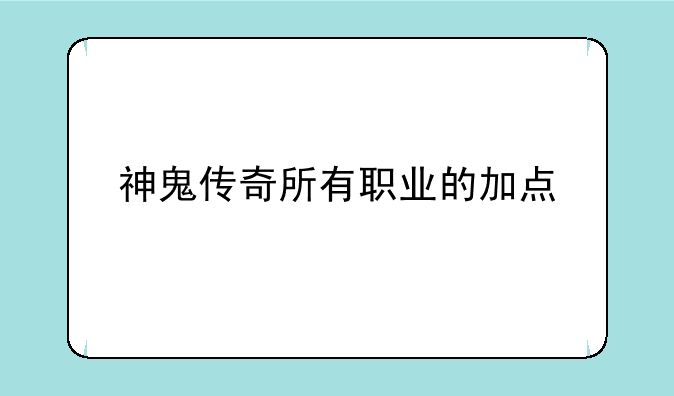 神鬼传奇所有职业的加点