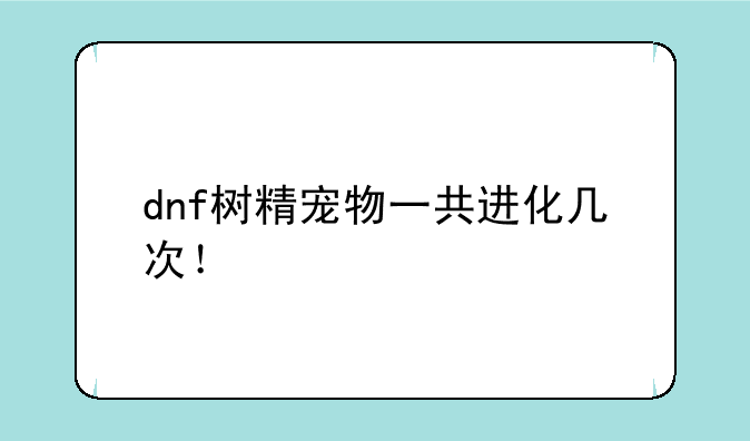 dnf树精宠物一共进化几次！