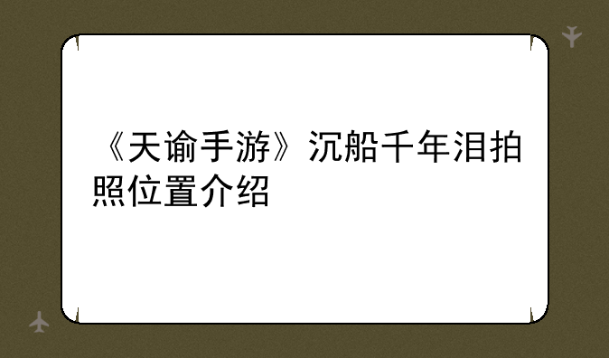 《天谕手游》沉船千年泪拍照位置介绍