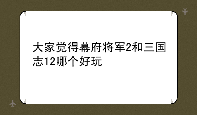 大家觉得幕府将军2和三国志12哪个好玩