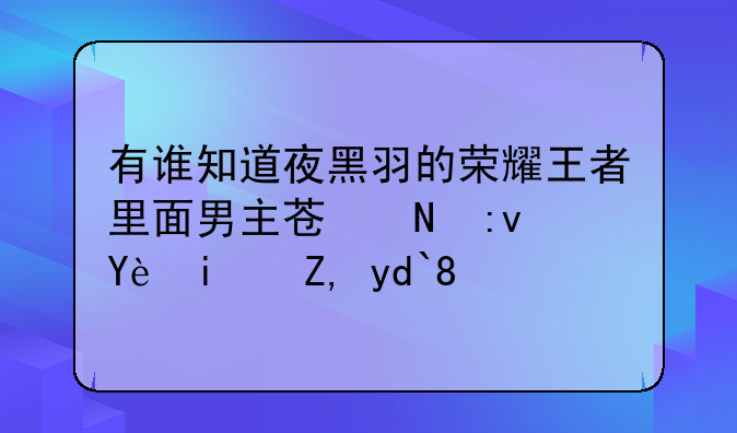 有谁知道夜黑羽的荣耀王者里面男主苏哲原型是谁呀。