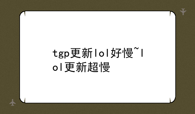 tgp更新lol好慢~lol更新超慢