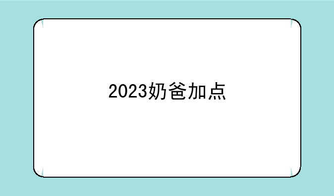 2023奶爸加点