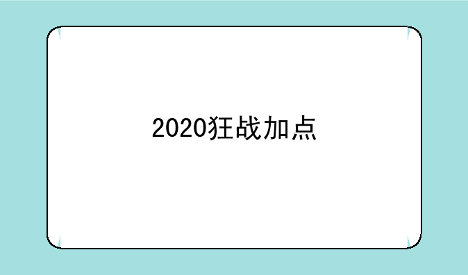 2020狂战加点