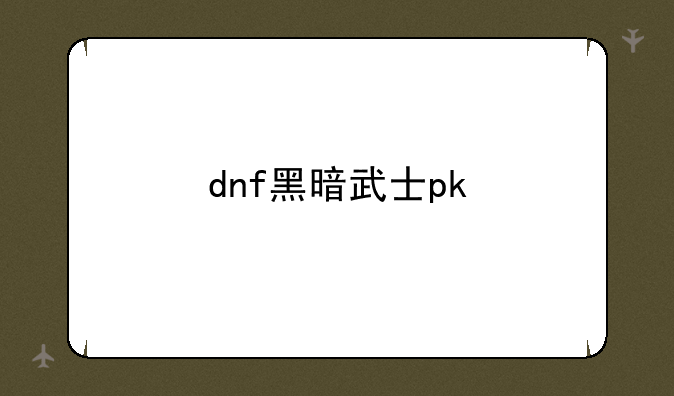 dnf黑暗武士pk