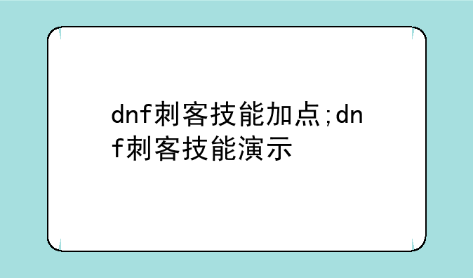 dnf刺客技能加点;dnf刺客技能演示