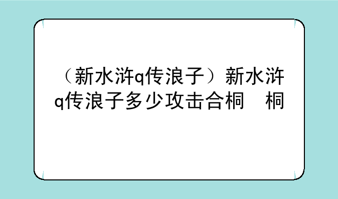 （新水浒q传浪子）新水浒q传浪子多少攻击合格